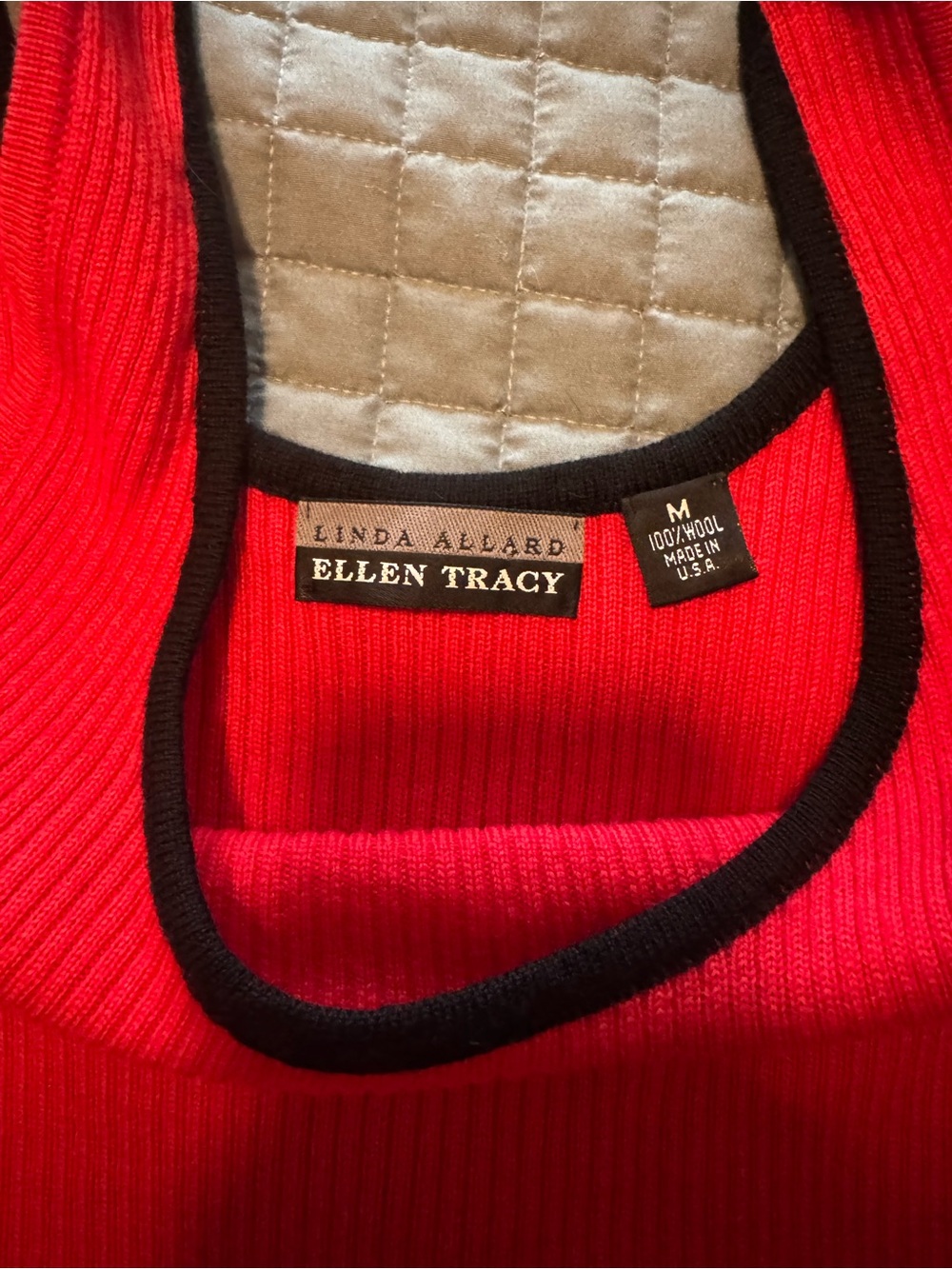 Red Ribbed Scoop Neck Tank Top 100%wool - Picture 2 of 4